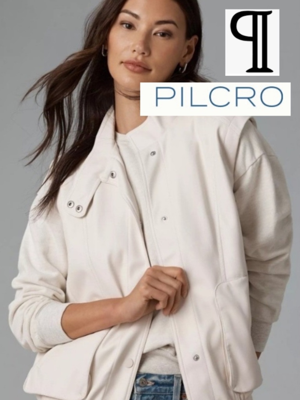 Pilcro by Anthropologie ecru biker vest,XL, GP1529